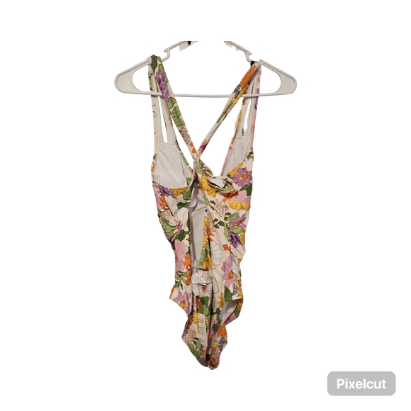 1 NWOT Cupshe multicolor floral 1Piece Swimsuit with Plunging V-neckline size lg - Picture 5 of 8